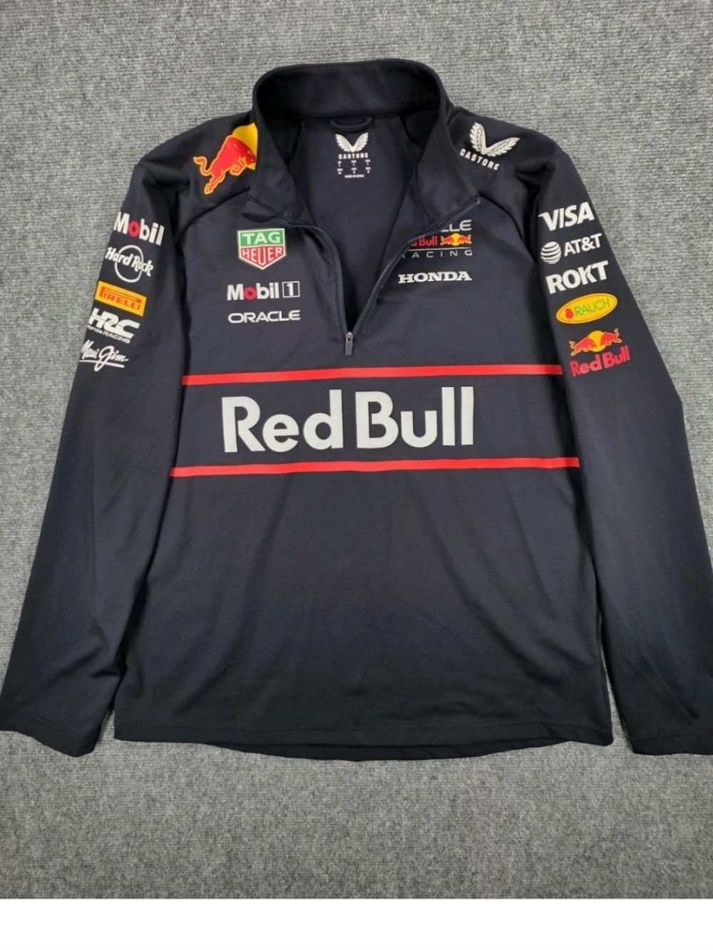 Castore Red Bull Racing F1 1/4 Zip Midlayer Unisex Size Large Navy Blue Official